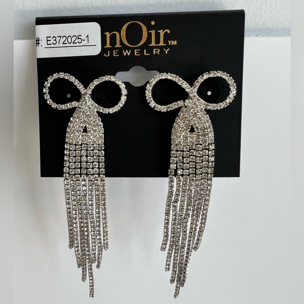 nOir Jewelry (at Nordstroms) - Silver bow rhinestone earrings for Pierced Ears